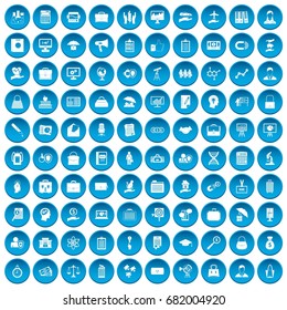 100 portfolio icons set in blue circle isolated on white vector illustration