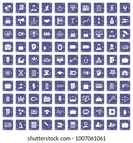 100 portfolio icons set in grunge style sapphire color isolated on white background vector illustration
