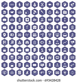 100 portfolio icons set in purple hexagon isolated vector illustration