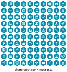100 portfolio icons set in sapphirine hexagon isolated vector illustration