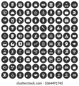 100 portfolio icons set in simple style white on black circle color isolated on white background vector illustration