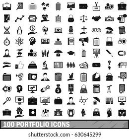 100 portfolio icons set in simple style for any design vector illustration