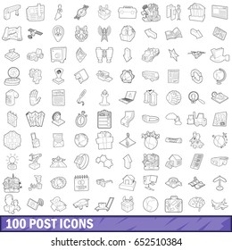 100 post icons set in outline style for any design vector illustration