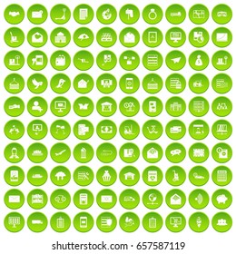 100 postal service icons set green circle isolated on white background vector illustration