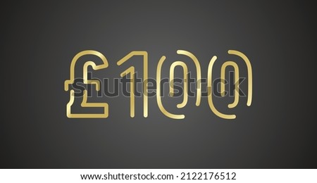 100 Pound Sterling internet website promotion sale offer big sale and super sale coupon code golden £100 discount gift voucher coupon black background