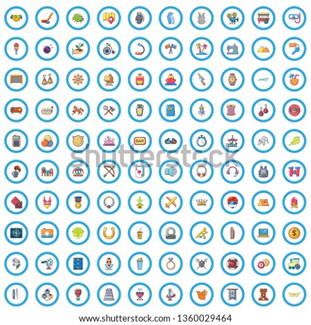 100 predilection icons set. Cartoon illustration of 100 predilection vector icons isolated on white background