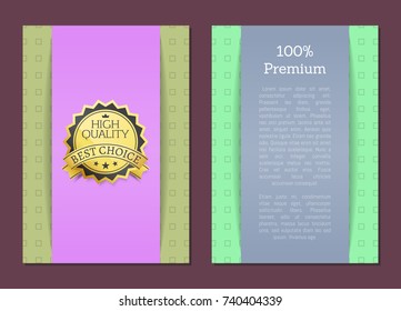 100 % premium high quality approved best choice gold label with text vector illustration isolated certificate seal or stamp, flat design