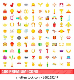 100 premium icons set in cartoon style for any design illustration