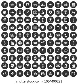100 premium icons set in simple style white on black circle color isolated on white background vector illustration