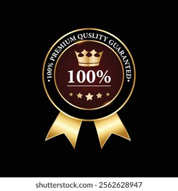100% premium quality crown and 5 stars badge and gold metallic logo gold ribbon