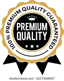 100% Premium Quality Guaranteed Vector Badges – Gold Luxury Label Design for Icons, Logos, Seals Stickers