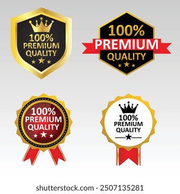 100% premium quality text badge vector background design	
