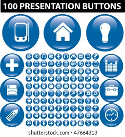 100 presentation buttons. vector