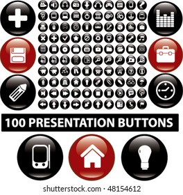 100 presentation buttons. vector