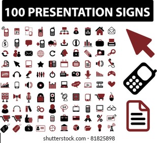 100 iconos de presentación, signos, ilustraciones vectoriales