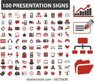 100 presentation signs. vector