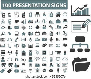 100 presentation signs. vector