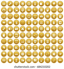 100 printer icons set gold