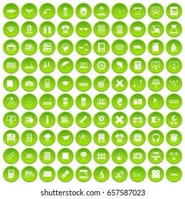 100 printer icons set green circle isolated on white background vector illustration