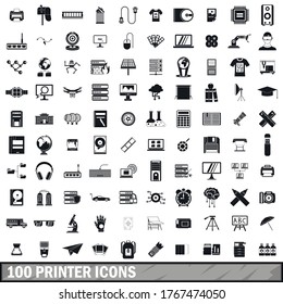 100 printer icons set in simple style for any design vector illustration