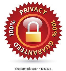 100 % Privacy Guaranteed label vector red sign
