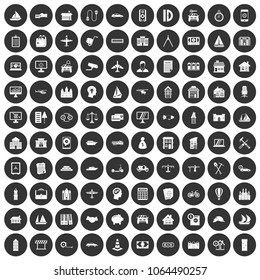 100 private property icons set in simple style white on black circle color isolated on white background vector illustration
