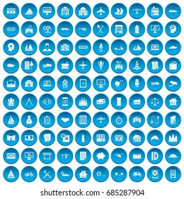 100 private property icons set blue
