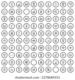 100 prize icons set. Outline illustration of 100 prize icons vector set isolated on white background