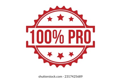 100% Pro Red Rubber Stamp vector design.