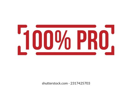 100% Pro Red Rubber Stamp vector design.