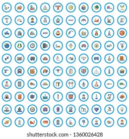 100 production facilities icons set. Cartoon illustration of 100 production facilities vector icons isolated on white background