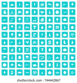 100 productiveness icons set in grunge style blue color isolated on white background vector illustration