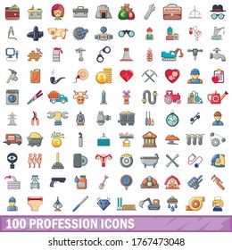 100 profession icons set in cartoon style for any design vector illustration