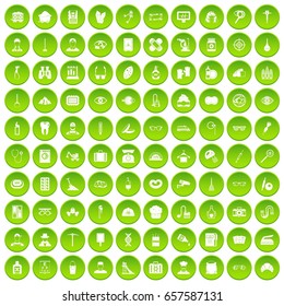 100 profession icons set green circle isolated on white background vector illustration