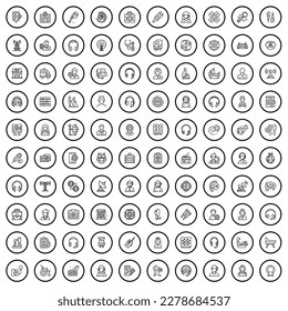 100 profession icons set. Outline illustration of 100 profession icons vector set isolated on white background