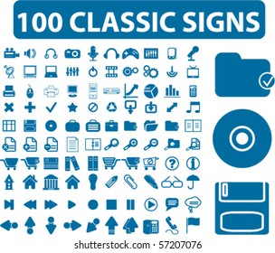 100 professional classic signs. vector