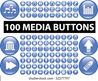 100 botones de medios profesionales. vector