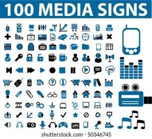 100 professional media signs. vector