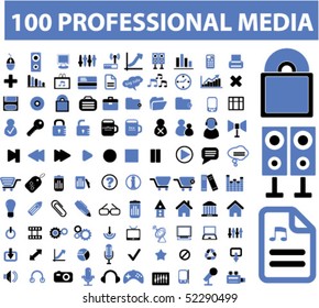 100 carteles profesionales en los medios de comunicación. vector