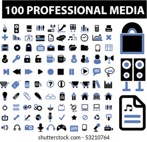100 carteles profesionales en los medios de comunicación. vector