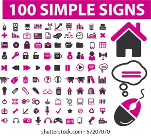 100 professional simple signs. vector