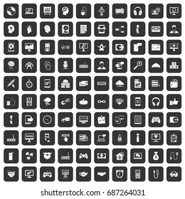 100 programmer icons set in black color isolated vector illustration
