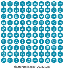 100 programmer icons set in sapphirine hexagon isolated vector illustration