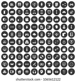 100 programmer icons set in simple style white on black circle color isolated on white background vector illustration