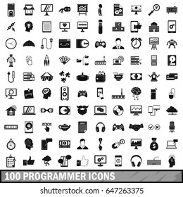 100 programmer icons set in simple style for any design vector illustration