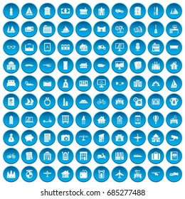100 property icons set blue