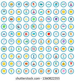 100 psychology icons set in cartoon style for any design vector illustration