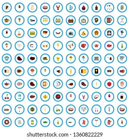 100 pub advertising icons set in flat style for any design vector illustration