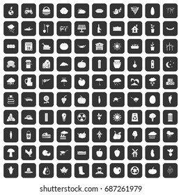 100 pumpkin icons set in black color isolated vector illustration