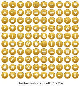 100 pumpkin icons set gold